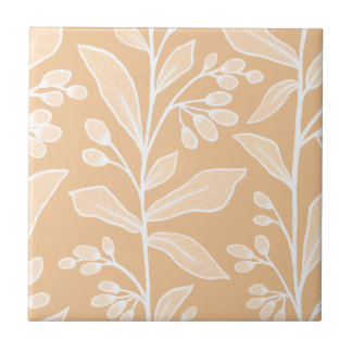 Delicate Botanic Reverie L2 minimal white branches Tile