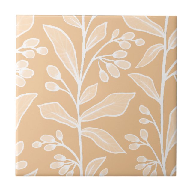 Delicate Botanic Reverie L2 minimal white branches Tile (Front)