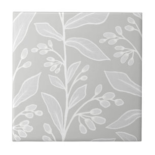 Delicate Botanic Reverie L2 White Large Plants Tile
