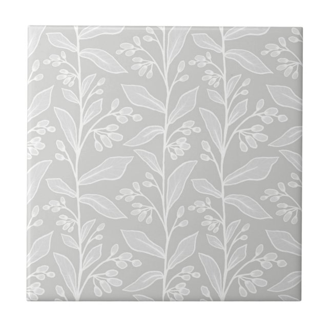 Delicate Botanic Reverie M2 White Large Plants Tile (Front)