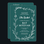 Delicate Botanical Bar Bat Mitzvah CUSTOM QR Code  Invitation<br><div class="desc">Perfect card to announce a bat mitzvah, bar mitzvah or other Jewish celebration! Hand drawn delicate leaf trame art for you! FULLY CUSTOMIZABLE! Click on “Personalise” above to edit the text. Click "edit using design tool" to adjust the fonts, colours and placements and to add your link to the QR...</div>