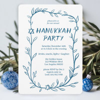 Delicate Botanical Hanukkah Party Star of David