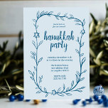 Delicate Botanical Hanukkah Party Star of David Invitation<br><div class="desc">Perfect invitation for a Hanukkah party or other Jewish celebration! Hand drawn delicate leaf trame art for you! FULLY CUSTOMIZABLE! Click on “Personalise” above to edit the text. Click "edit using design tool" to adjust the fonts, colours and placements and to add text to the back side design if you...</div>