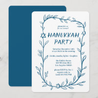 Delicate Botanical Hanukkah Party Star of David