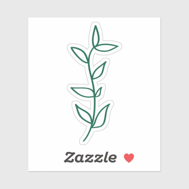 Delicate Botanical Leaf Design Green Line Art  (Sheet)