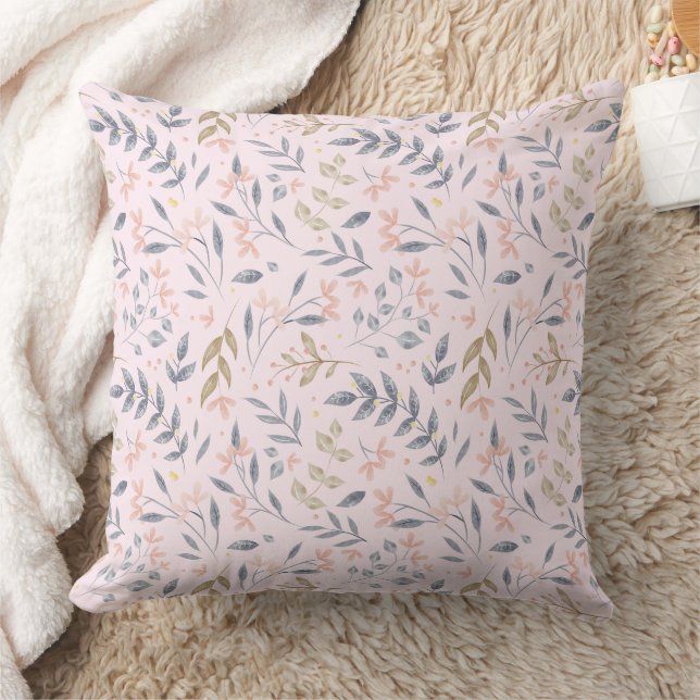 Delicate Botanical Leaf Pattern Cushion (Blanket)