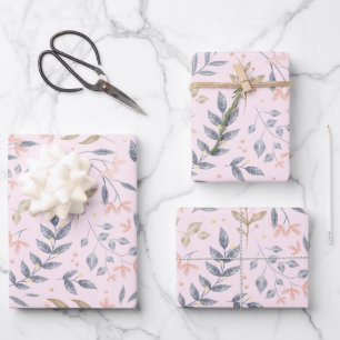 Delicate Botanical Leaf Pattern Wrapping Paper Sheet