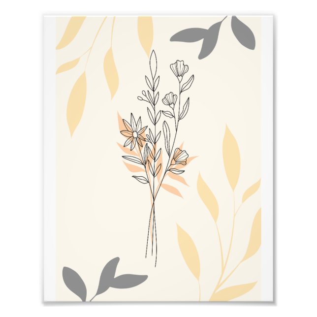 Delicate Botanical Line Art Bouquet Photo Print (Front)