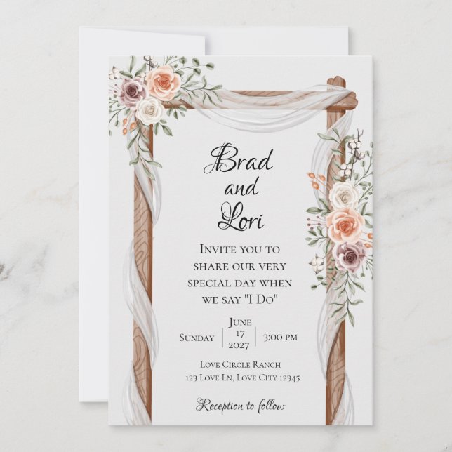 Delicate Botanical Love Wedding Invitation (Front)