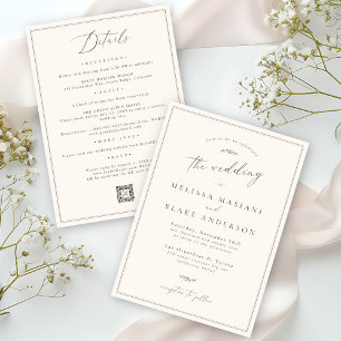 Delicate Botanical Modern All-in-One QR Wedding Invitation
