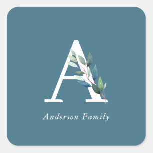 Delicate Botanical Monogram Square Sticker