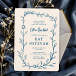 Delicate Botanical Star of David Bar Bat Mitzvah Invitation<br><div class="desc">Perfect card to announce a bat mitzvah, bar mitzvah or other Jewish celebration! Hand drawn delicate leaf trame art for you! FULLY CUSTOMIZABLE! Click on “Personalise” above to edit the text. Click "edit using design tool" to adjust the fonts, colours and placements and to add text to the back side...</div>