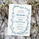 Delicate Botanical Star of David Bar Bat Mitzvah Invitation<br><div class="desc">Perfect card to announce a bat mitzvah, bar mitzvah or other Jewish celebration! Hand drawn delicate leaf trame art for you! FULLY CUSTOMIZABLE! Click on “Personalise” above to edit the text. Click "edit using design tool" to adjust the fonts, colours and placements and to add text to the back side...</div>