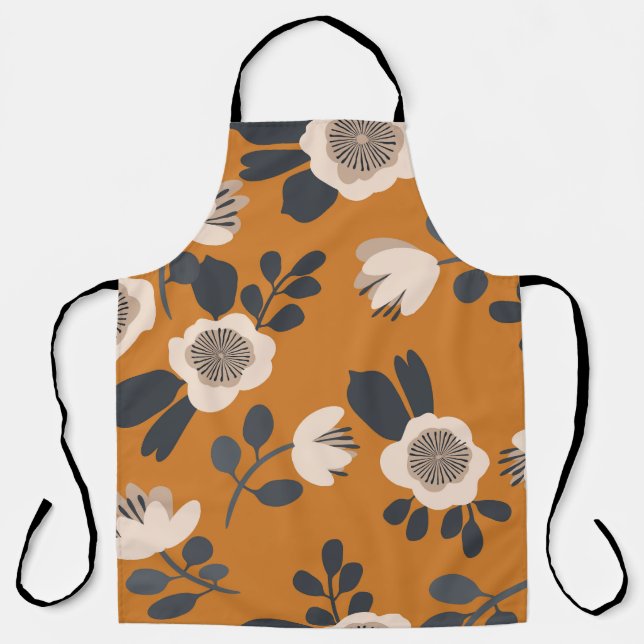 Delicate Botanical Vintage Floral Pattern Apron (Front)