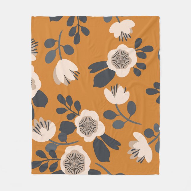 Delicate Botanical Vintage Floral Pattern Fleece Blanket (Front)