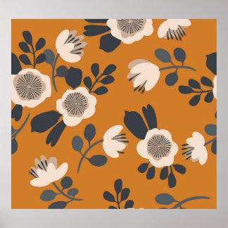 Delicate Botanical Vintage Floral Pattern Poster