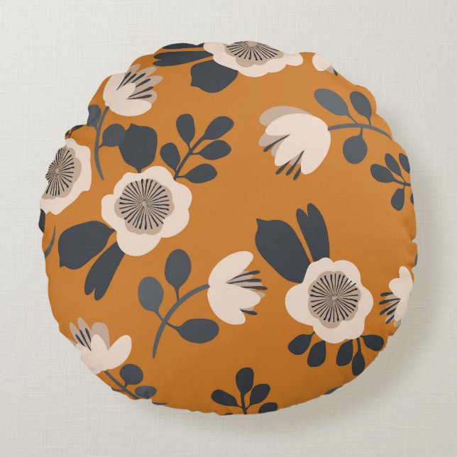 Delicate Botanical Vintage Floral Pattern Round Cushion (Front)
