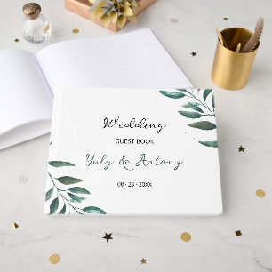Delicate Botanical Watercolor Wedding Emotional Guest Book
