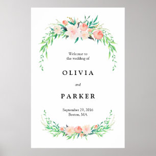 Delicate Bouquet Large Wedding Welcome Sign