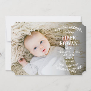 Delicate Branch Phot Birth Announcement
