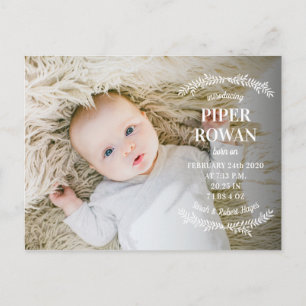 Delicate Branch Photo Birth Announcement Postcard