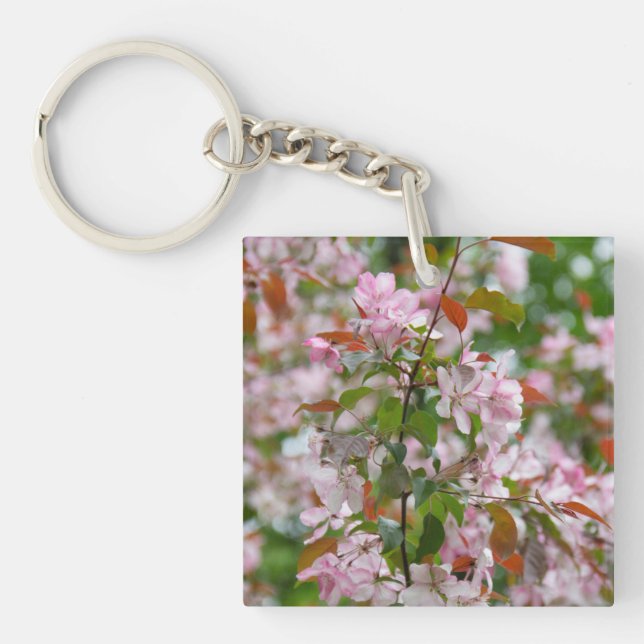 Delicate branch with flowers apple tree key ring (Front)