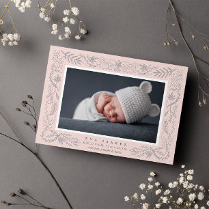 Delicate Branches Birth Announcement Blush