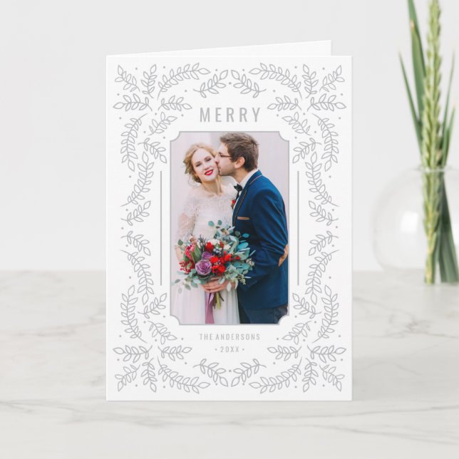 Delicate Branches Folded Holiday Greeting Card (Front)