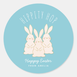 Delicate Bunnies Personalised Easter Classic Round Sticker