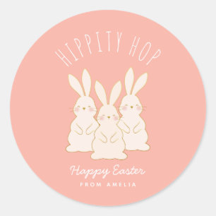 Delicate Bunnies Personalised Easter Classic Round Sticker