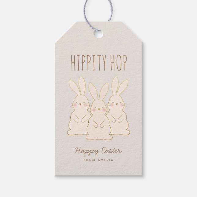 Delicate Bunnies Personalised Easter Gift Tag (Front)
