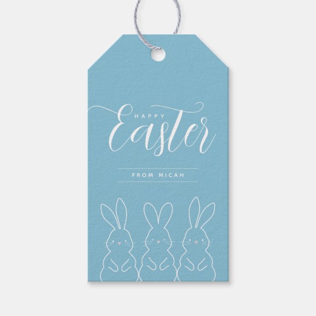 Delicate Bunnies Personalised Easter Gift Tag (Front)