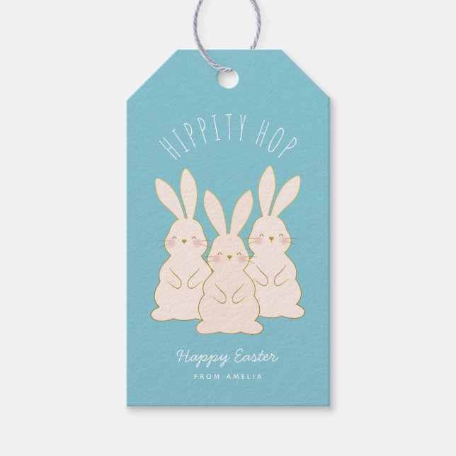 Delicate Bunnies Personalised Easter Gift Tag (Front)