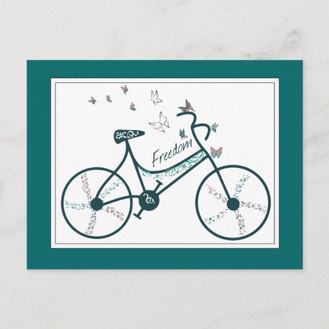 Delicate Butterflies Flowers and Freedom Bike fans Postcard (Front)