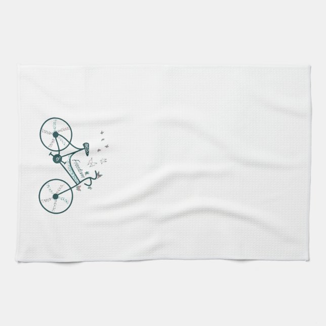 Delicate Butterflies Flowers and Freedom Bike fans Tea Towel (Horizontal)