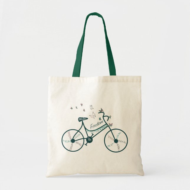 Delicate Butterflies Flowers and Freedom Bike fans Tote Bag (Front)