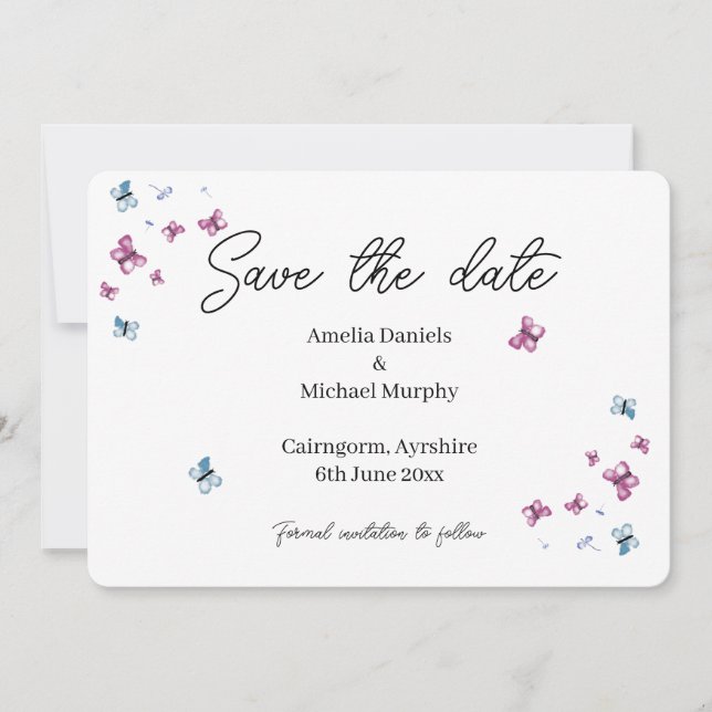 Delicate Butterfly Save The Date (Front)