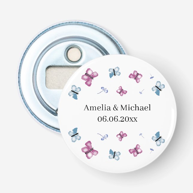 Delicate Butterfly Wedding Favour Bottle Opener (Front)