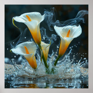 Delicate calla lilies poster