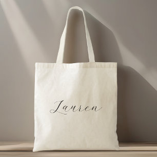 Delicate Calligraphy Bridesmaid Name Tote Bag