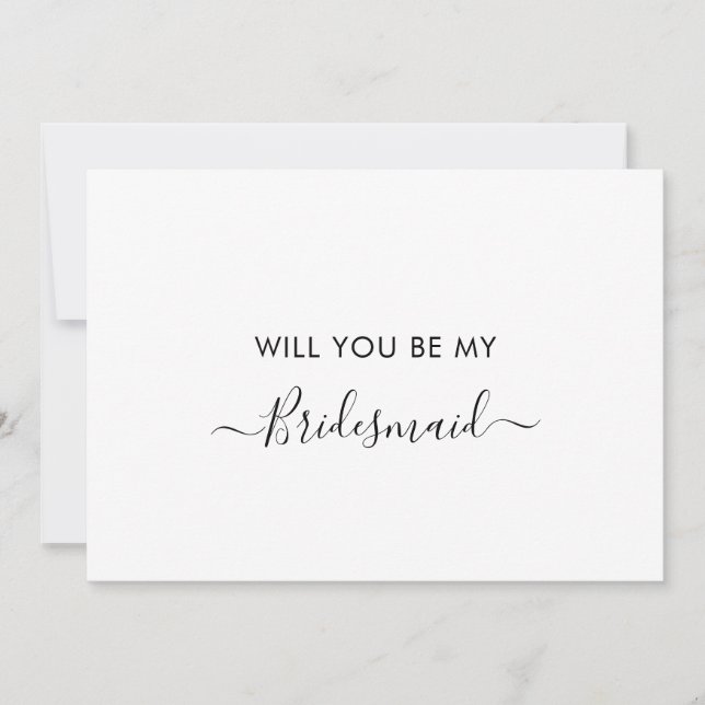 Delicate Calligraphy Bridesmaid Proposal Card (Front)