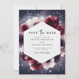 Delicate Calligraphy Burgundy Wedding Save The Date
