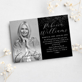Delicate Calligraphy Celebration of Life Funeral Invitation