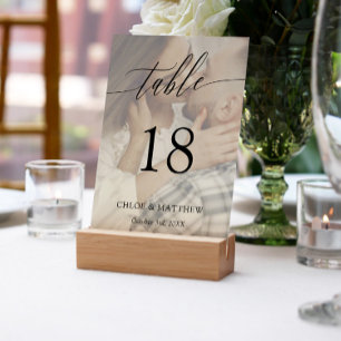 Delicate Calligraphy - Custom Photo Table Number