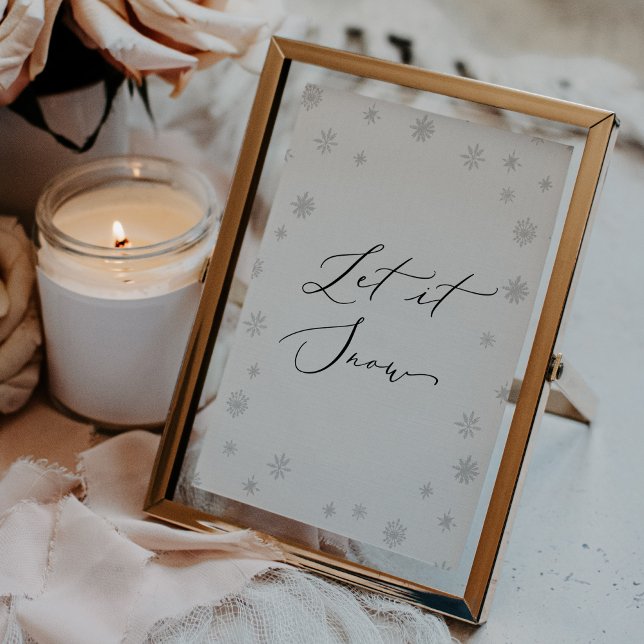 Delicate Calligraphy Let It Snow Snowflake Sign Invitation (Creator Uploaded)