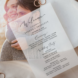 Delicate Calligraphy Luxury Vellum Wedding Program