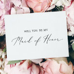 Delicate Calligraphy Maid of Honour Proposal Card<br><div class="desc">This delicate calligraphy maid of honour proposal card is perfect for a modern wedding. The romantic minimalist design features lovely and elegant black typography on a white background with a clean and simple look. Customise the card with the name of the bride and the maid of honour. Personalise the back...</div>