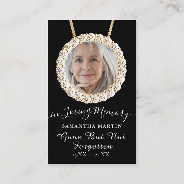 Delicate Calligraphy Memorial Prayer Photo Card (Front)