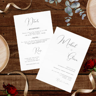 Delicate Calligraphy Minimalist All in One QR Code Invitation