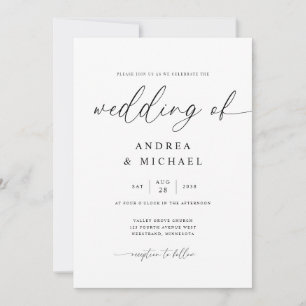 Delicate Calligraphy Modern All in One Wedding Invitation